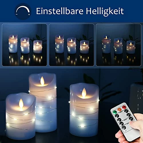 Deals β€οΈ DANIP Sky Blue Flameless Candle, Built-in Star String, 3 LED Candles, 10-Button Remote Control, 24-Hour Timer Function, Dancing Flame, Real Wax, Battery Powered. (Sky Blue) 𧨠3 Deals β€οΈ DANIP Sky Blue Flameless Candle, Built-in Star String, 3 LED Candles, 10-Button Remote Control, 24-Hour Timer Function, Dancing Flame, Real Wax, Battery Powered. (Sky Blue) π§¨