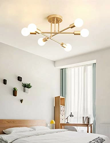 New β Modern Sputnik Chandelier, 6-Light Ceiling Light For Bedroom,Dining Room,Kitchen,Office (Gold) π 3 New β Modern Sputnik Chandelier, 6-Light Ceiling Light For Bedroom,Dining Room,Kitchen,Office (Gold) π