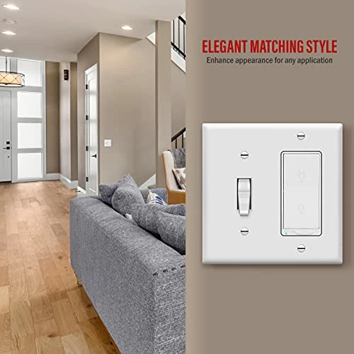 Best deal 🛒 Nerlites 881131-W Decorator/Toggle Switch Wall Plate Combination, 2-Gang, White, Standard Size, Unbreakable Polycarbonate, Replacement Receptacle Faceplates Outlet Cover 🌟 6 Best deal 🛒 Nerlites 881131-W Decorator/Toggle Switch Wall Plate Combination, 2-Gang, White, Standard Size, Unbreakable Polycarbonate, Replacement Receptacle Faceplates Outlet Cover 🌟 - Image 4