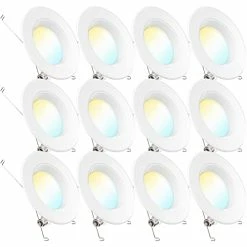 Best reviews of ❤️ 12 Pack 5/6 Inch LED Can Lights Retrofit Recessed Lighting, Selectable 2700K/3000K/3500K/4000K/5000K Dimmable, Baffle Trim, 13W=75W, 965 LM, Replacement Conversion Kit, UL Energy Star 2700k Soft White 💯
