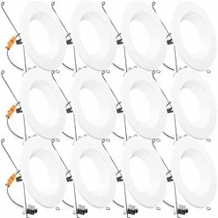 New ❤️ 12 Pack 5/6 Inch LED Can Lights Retrofit Recessed Lighting, Selectable 2700K/3000K/3500K/4000K/5000K Dimmable, Baffle Trim, 13W=75W, 1050 LM, Replacement Conversion Kit, UL Energy Star 3000k Warm White 👏 -Lighting & Ceiling Fans Shop 41T2oWyAMoL. AC 2