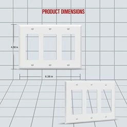 Brand new 💯 Decorator Light Switch Or Receptacle Outlet Wall Plate, Gloss Finish, Size 3-Gang 4.50" X 6.38", Polycarbonate Thermoplastic, 8833-W, White 😉