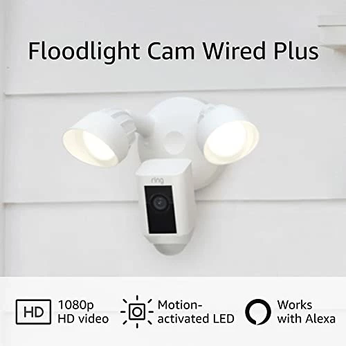Coupon π Ring Floodlight Cam Wired Plus With Motion-activated 1080p HD Video, White (2021 Release) π 3 Coupon π Ring Floodlight Cam Wired Plus With Motion-activated 1080p HD Video, White (2021 Release) π