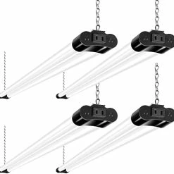 Best Pirce ✨ Linkable LED Shop Light For Garage, 4400lm, 4FT 42W Utility Light Fixture, 5000K Daylight LED Workbench Light W/Plug [250W Equivalent]Hanging Or Surface Mount, Black - 4 Pack ETL ❤️ -Lighting & Ceiling Fans Shop 41TinsYdK2L. AC