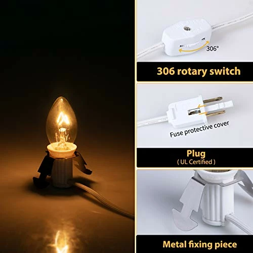Flash Sale ๐ Accessory Cord With One LED Light Bulb - 6 Feet UL-Listed White Cord With On/Off Switch Plugs - Perfect For Holiday Decorations And Craft Projects, 2 Pack โ 5 Flash Sale ๐ Accessory Cord With One LED Light Bulb - 6 Feet UL-Listed White Cord With On/Off Switch Plugs - Perfect For Holiday Decorations And Craft Projects, 2 Pack โ - Image 3