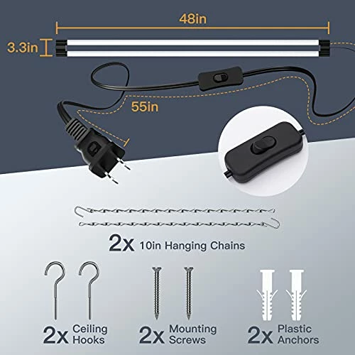 Coupon ๐ 4 Pack Linkable LED Utility Shop Light, 4 FT, 4000 LM, 48 Inch Integrated Fixture For Garage, 40W Equivalent 250W, 5000K Daylight, Surface + Suspension Mount, Black New 6500k Black ๐คฉ 6 Coupon ๐ 4 Pack Linkable LED Utility Shop Light, 4 FT, 4000 LM, 48 Inch Integrated Fixture For Garage, 40W Equivalent 250W, 5000K Daylight, Surface + Suspension Mount, Black New 6500k Black ๐คฉ - Image 4