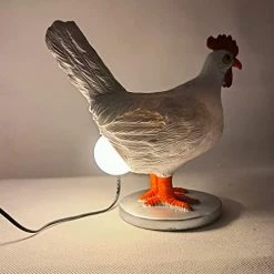 Discount π Chicken Egg Lamp Lifelike Resin Chicken Egg Lamp Light, Light-up Easter Eggs Lamp 3D LED Night Lights, The Chicken Lays A Glowing Egg With USB Light (White, One Size) π