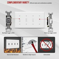 Cheap ✨ Quad Light Switch Wall Plate, Standard Size 4-Gang 4.50" X 8.19", Unbreakable Polycarbonate Thermoplastic, 8814-W, White ⌛ -Lighting & Ceiling Fans Shop 41UsOZB8oYL