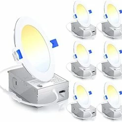 Cheap 👏 6 Pack 6 Inch Ultra-Thin LED Recessed Ceiling Light With Junction Box, 5000K Daylight, 12W 110W Eqv, Dimmable Can-Killer Downlight, 1050LM High Brightness - ETL And Energy Star Certified 6000k - Clear Whit 💯 -Lighting & Ceiling Fans Shop 41V JnM283S. AC