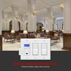 Brand new 💯 Decorator Light Switch Or Receptacle Outlet Wall Plate, Gloss Finish, Size 3-Gang 4.50" X 6.38", Polycarbonate Thermoplastic, 8833-W, White 😉 -Lighting & Ceiling Fans Shop 41Vma66CBwL