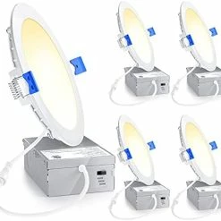 Deals 🔥 4 Pack 6 Inch Ultra-Thin LED Recessed Ceiling Light With Junction Box, 5000K Daylight, 12W 110W Eqv, Dimmable Can-Killer Downlight, 1050LM High Brightness - ETL And Energy Star Certified 6000k - Clear Whit 😀 -Lighting & Ceiling Fans Shop 41W kzPnh2L. AC