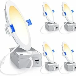 Deals 🔥 4 Pack 6 Inch Ultra-Thin LED Recessed Ceiling Light With Junction Box, 5000K Daylight, 12W 110W Eqv, Dimmable Can-Killer Downlight, 1050LM High Brightness - ETL And Energy Star Certified 6000k - Clear Whit 😀 -Lighting & Ceiling Fans Shop 41W8NrZs0aL. AC
