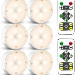 Promo ❤️ Puck Lights With Remote, Battery Operated Under Cabinet Lighting, Wireless Led Tap Light With Remote Control, Locker Light Closet Light, 4000K Natural White (6PK) 🛒 -Lighting & Ceiling Fans Shop 41WINNDRK6L. AC