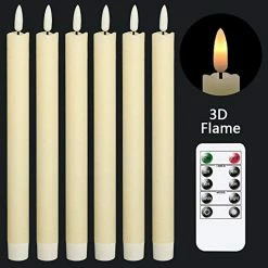 Cheapest ๐ Flameless Ivory Taper Candles Flickering With 10-Key Remote, Battery Operated Led Warm 3D Wick Light Window Candles Real Wax Pack Of 6, ๐ Christmas Home Wedding Decor(0.78 X 9.64 Inch) โ๏ธ
