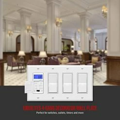 Deals 🔥 Decorator Light Switch Or Receptacle Outlet Wall Plate, Gloss Finish, Size 4-Gang 4.50" X 8.19", Polycarbonate Thermoplastic, 8834-W, White, Standard Size ✔️ -Lighting & Ceiling Fans Shop 41b4Fs4HpIL