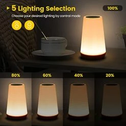 Best reviews of 🛒 Touch Lamp, Portable Table Sensor Control Bedside Lamps With Quick USB Charging Port, 5 Level Dimmable Warm White Light & 13 Color Changing RGB For Bedroom/Office/Hallways 1-wood 🔔 -Lighting & Ceiling Fans Shop 41bBPbeGNKL