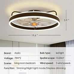 Wholesale 😀 Ceiling Fans With Lights - Modern Flush Mount Low Profile Indoor Ceiling Fans With Remote Control, 20" Enclosed Bladeless Ceiling Lighting Fixture, Blac ⭐ -Lighting & Ceiling Fans Shop 41bjJ6u4VTL