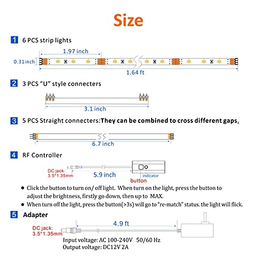 Discount π Under Cabinet LED Lighting Kit, 6 PCS LED Strip Lights With Remote Control Dimmer And Adapter, Dimmable For Kitchen Cabinet,Counter,Shelf,TV Back,Showcase 2700K Warm White,Bright 1500lm,Timing β¨ 9 Discount π Under Cabinet LED Lighting Kit, 6 PCS LED Strip Lights With Remote Control Dimmer And Adapter, Dimmable For Kitchen Cabinet,Counter,Shelf,TV Back,Showcase 2700K Warm White,Bright 1500lm,Timing β¨ - Image 7