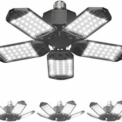 Coupon 🤩 4-Pack LED Garage Lights, 50W LED Shop Light With 3 Ultra Bright Adjustable Panels, 5000LM 6500K Deformable Ceiling Lights For Garage, Attic, Basement, E26/E27 Base 4+1 Panels (ul Listed) ⌛ -Lighting & Ceiling Fans Shop 41cZHCVftaL. AC