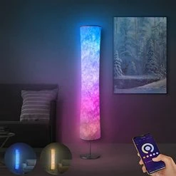 Outlet ๐ฅ Floor Lamp, RGB Color Changing Led Lamp, Smart Lamp Alexa APP Control, Modern Floor Lamp With DIY Mode, Music Sync And White Fabric Shade, Standing Lamp For Living Room Bedroom Game Room Round (non-rgb) High Brightness ๐