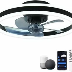 Best deal 🎉 Low Profile Ceiling Fan With Light - Modern Flush Mount Enclosed Ceiling Fan 19.7" LED Dimmable Bladeless Ceiling Fans With Remote Control,Smart 3 Light Color And 6 Speeds Gold 😉 -Lighting & Ceiling Fans Shop 41cwGNhKIEL. AC