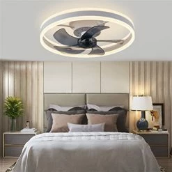 Best deal 🎉 Low Profile Ceiling Fan With Light - Modern Flush Mount Enclosed Ceiling Fan 19.7" LED Dimmable Bladeless Ceiling Fans With Remote Control,Smart 3 Light Color And 6 Speeds Gold 😉 -Lighting & Ceiling Fans Shop 41dkLRDNbKL. AC