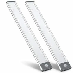 Best deal π LED Motion Sensor Cabinet Light,Under Counter Closet Lighting, Wireless USB Rechargeable Kitchen Night Lights,Battery Powered Operated Light,54-LED Light For Wardrobe,Closets,Cabinet,Cupboard(2 Pack) Silver-warm White Light π₯°