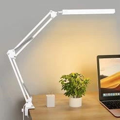 Cheap ✔️ LED Desk Lamp, Swing Arm Desk Light With Clamp, 3 Lighting 10 Brightness Eye-Caring Modes, Reading Desk Lamps For Home Office 360 Degree Spin With USB Adapter & Memory Function Black-14W White-aluminum Clip 😍 -Lighting & Ceiling Fans Shop 41e9B8U2ueL. AC