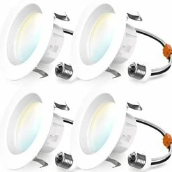 Promo 🧨 5/6 Inch LED Can Lights Retrofit Recessed Lighting, Baffle Trim, Dimmable, 3000K Warm White, 13W=75W, 965 LM, Damp Rated, Replacement Conversion Kit – UL Energy Star Listed 4 Pack ⌛ -Lighting & Ceiling Fans Shop 41eX9eNb7YL. AC