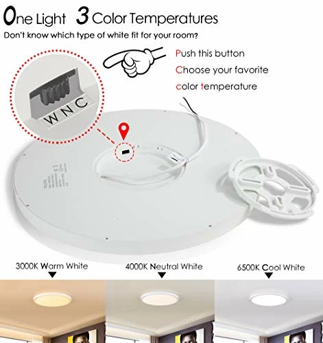 Brand new 🥰 Flush Mount 12 Inch Ceiling Light (Milk White Shell), 20W Surface Mount LED Light Fixture For Bedroom Kitchen,3 Color Temperatures In One(3000k/4000k/6500k),0.94 Inch Thickness Round 🔔 4 Brand new 🥰 Flush Mount 12 Inch Ceiling Light (Milk White Shell), 20W Surface Mount LED Light Fixture For Bedroom Kitchen,3 Color Temperatures In One(3000k/4000k/6500k),0.94 Inch Thickness Round 🔔 - Image 2