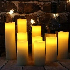New ✔️ Flameless Flickering Battery Operated Candles 4" 5" 6" 7" 8" 9" Set Of 9 Ivory Real Wax Pillar LED Candles With 10-Key Remote And Cycling 24 Hours Timer (Ivory 9 Pack) 🧨 -Lighting & Ceiling Fans Shop 41ejaYchCiL
