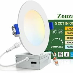 New ❤️ 12 Pack 6 Inch 5CCT Ultra-Thin LED Recessed Ceiling Light With Junction Box, 2700K-5000K Selectable, Dimmable Led Downlight,13W Eqv 120W, Led Can Lights- ETL 1 Pack 5cct 😍 24 New ❤️ 12 Pack 6 Inch 5CCT Ultra-Thin LED Recessed Ceiling Light With Junction Box, 2700K-5000K Selectable, Dimmable Led Downlight,13W Eqv 120W, Led Can Lights- ETL 1 Pack 5cct 😍 -Lighting & Ceiling Fans Shop 41gIjDLTuOL. AC