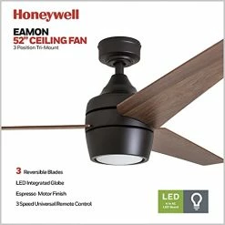 Cheapest 🌟 Eamon - 52-in Modern Indoor Fan With Remote Control - LED Ceiling Fan With Light - Modern Room Fan With Dual Finish Blades - Model 50603-01 (Bronze) 🌟