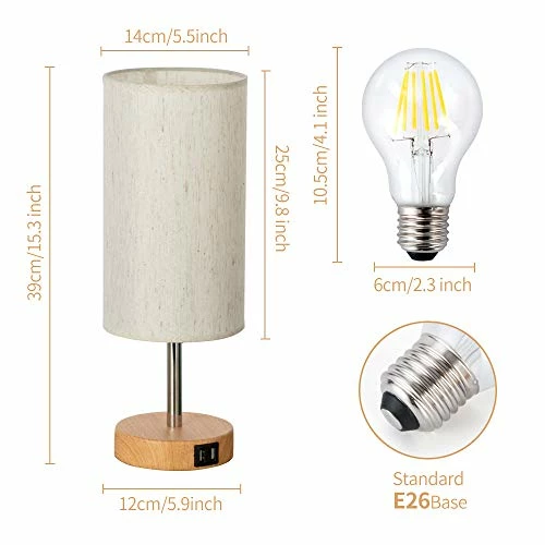 Best Sale π Bedside Lamp With USB Port - Touch Control Table Lamp For Bedroom Wood 3 Way Dimmable Nightstand Lamp With Round Flaxen Fabric Shade For Living Room, Dorm, Home Office (LED Bulb Included) Teal π 6 Best Sale π Bedside Lamp With USB Port - Touch Control Table Lamp For Bedroom Wood 3 Way Dimmable Nightstand Lamp With Round Flaxen Fabric Shade For Living Room, Dorm, Home Office (LED Bulb Included) Teal π - Image 4