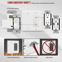 Flash Sale ✔️ Combination Decorator Rocker/Blank Outlet Wall Plate, Standard Size, 2-Gang 4.50 Inch X 4.57 Inch Light Switch Cover, Polycarbonate Thermoplastic, UL Listed, 880131-W, White ⌛ -Lighting & Ceiling Fans Shop 41h5SsHK9SS