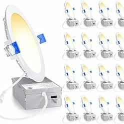 Best deal 🎉 16 Pack Ultra-Thin LED Recessed Lighting 6 Inch 5CCT With Junction Box, 2700K-5000K Selectable, 12W 110W Eqv, Dimmable Can-Killer Downlight, 1050LM High Brightness - ETL&Energy Star 6000k - Clear Whit 🥰 -Lighting & Ceiling Fans Shop 41h8le hC4L. AC