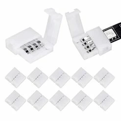 Brand new 🔥 WENHSIN 10Packs 4-Pin RGB LED Light Strip Connectors 10mm Unwired Gapless Solderless Adapter Terminal Extension For SMD 5050 Multicolor LED Strip (10Pack 4PIN RGB Connector) 🔥
