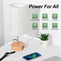 Cheapest 🔔 【Upgraded】 Bedside Lamp With USB A+C Charging Ports & AC Outlet - Yarra Decor Touch Control Table Lamp For Bedroom 3 Way Dimmable Nightstand Lamp With White Shade For Home Office, Dorm(Bulb Included) 🛒