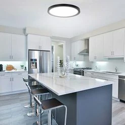 Best Pirce 🤩 13 Inch LED Round Flat Panel Light, 24W 2400lm 3000K/4000K/5000K CCT Selectable, Dimmable Edge-Lit Flush Mount LED Ceiling Light For Kitchen, Bedroom, Laundry And Closet Room, Black Silver ⌛ -Lighting & Ceiling Fans Shop 41iRXBH3soL