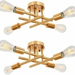Discount 🔥 Industrial 4-Light Semi Flush Mount Ceiling Light Fixture, Modern Farmhouse Lighting Matte Black, Rustic Sputnik Chandelier Ceiling Lamp For Kitchen Bedroom Living Room Bathroom Hallway Entryway 😉 -Lighting & Ceiling Fans Shop 41iS1JvgyYL. AC