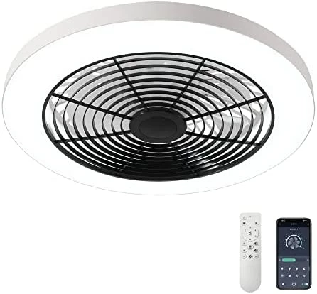 Outlet 😀 Low Profile Ceiling Fan - 19.7" Smart Bladeless Ceiling Fans With Light And Remote,3 Colors Dimmable LED 6 Speeds 8 Blades Enclose Ceiling Fans With Light For Adult Kids Living Room Bedroom Black ✨ 9 Outlet 😀 Low Profile Ceiling Fan - 19.7" Smart Bladeless Ceiling Fans With Light And Remote,3 Colors Dimmable LED 6 Speeds 8 Blades Enclose Ceiling Fans With Light For Adult Kids Living Room Bedroom Black ✨ - Image 7