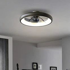 Hot Sale 🎉 Ceiling Fan With Lights Dimmable LED Reversible Blades Timing With Remote Control, 5 Invisible Blades Semi Flush Mount Low Profile Fan (21.5in, Black) ❤️ -Lighting & Ceiling Fans Shop 41iutpV2pZL. AC