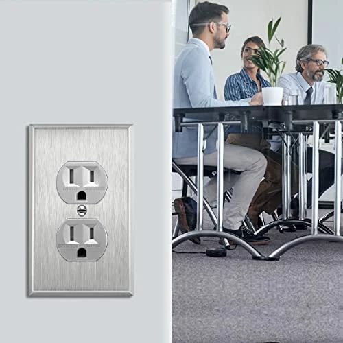Budget โค๏ธ Duplex Receptacle Metal Wall Plate, Stainless Steel Outlet Cover, Corrosion Resistant, Size 1-Gang 4.50" X 2.76", UL Listed, 7721, 430, Silver, Standard ๐ฏ 7 Budget โค๏ธ Duplex Receptacle Metal Wall Plate, Stainless Steel Outlet Cover, Corrosion Resistant, Size 1-Gang 4.50" X 2.76", UL Listed, 7721, 430, Silver, Standard ๐ฏ - Image 5