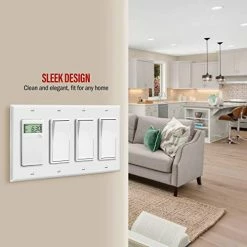 Deals 🔥 Decorator Light Switch Or Receptacle Outlet Wall Plate, Gloss Finish, Size 4-Gang 4.50" X 8.19", Polycarbonate Thermoplastic, 8834-W, White, Standard Size ✔️