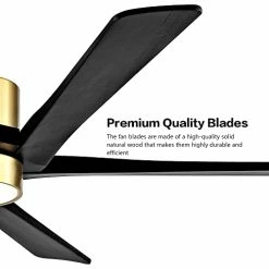 Budget ✔️ 64 Inch DC Ceiling Fan With Lights And Remote Control, 5 Reversible Carved Wood Blades, 6-Speed Noiseless DC Motor, Modern Ceiling Fan In Brass Finish With Balck Blades, ETL Listed Black ✔️ -Lighting & Ceiling Fans Shop 41jum7dIn9L
