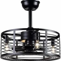 Outlet ✔️ Ceiling Fans With Lights - Modern Enclosed Ceiling Fan Indoor With Remote Control, Black Caged Industrial Ceiling Fan Light Kit For Living Room, Bedroom, Kitchen (Stripped) ❤️ -Lighting & Ceiling Fans Shop 41lEi6JwXL. AC