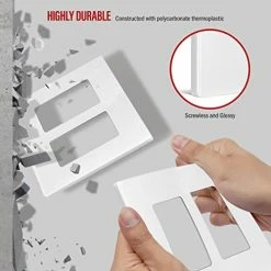 Best reviews of 🤩 SI8832-W-STICKER Screwless Decorator Wall Plates Child Safe Outlet Covers, Size 2-Gang 4.68" H X 4.73” L, Unbreakable Polycarbonate Thermoplastic, SI8832-W, Glossy, White ⌛ -Lighting & Ceiling Fans Shop 41mUfxI8NFL