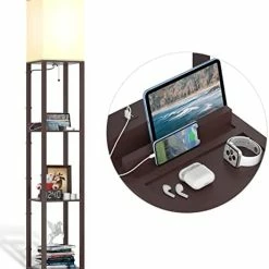Hot Sale 😉 Floor Lamp With Shelves, Shelf Floor Lamps By Real Solid Wood With 2 Charging Ports And 1 Power Outlet, Floor Lamps For Bedrooms, Lamps For Living Room, Matt Black ⭐ -Lighting & Ceiling Fans Shop 41mc2kHKlcL. AC