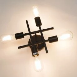 Discount 🔥 Industrial 4-Light Semi Flush Mount Ceiling Light Fixture, Modern Farmhouse Lighting Matte Black, Rustic Sputnik Chandelier Ceiling Lamp For Kitchen Bedroom Living Room Bathroom Hallway Entryway 😉 -Lighting & Ceiling Fans Shop 41mgtHsbJGL