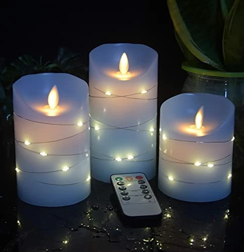 Deals β€οΈ DANIP Sky Blue Flameless Candle, Built-in Star String, 3 LED Candles, 10-Button Remote Control, 24-Hour Timer Function, Dancing Flame, Real Wax, Battery Powered. (Sky Blue) 𧨠6 Deals β€οΈ DANIP Sky Blue Flameless Candle, Built-in Star String, 3 LED Candles, 10-Button Remote Control, 24-Hour Timer Function, Dancing Flame, Real Wax, Battery Powered. (Sky Blue) 𧨠- Image 4